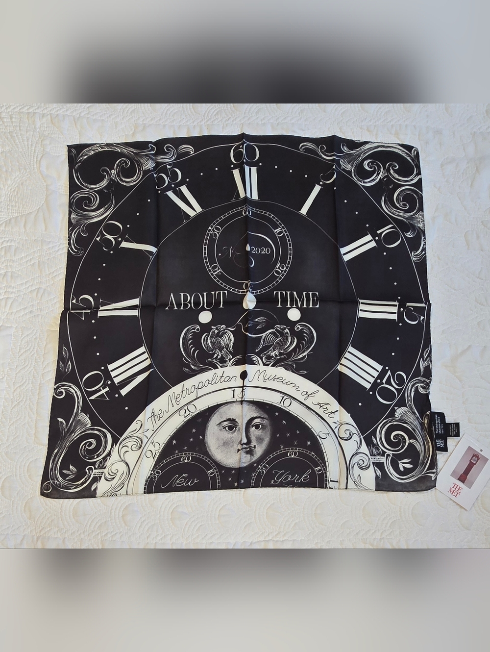 100% Silk Scarf, from The Met 2020 "About Time" Exhibit. New In Box